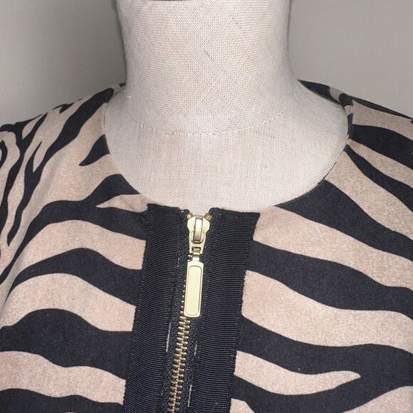 CHICOS Jacket Size 2 Black Brown Zebra Stripe Animal Print Zip Front Long Sleeve - Picture 7 of 9